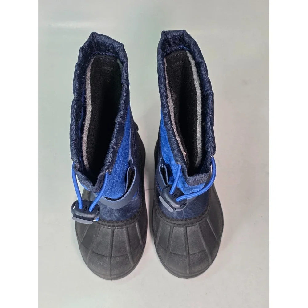 Columbia Powderbug Plus II Kids Boots Size 10 Blue Black Waterproof Winter Shoes